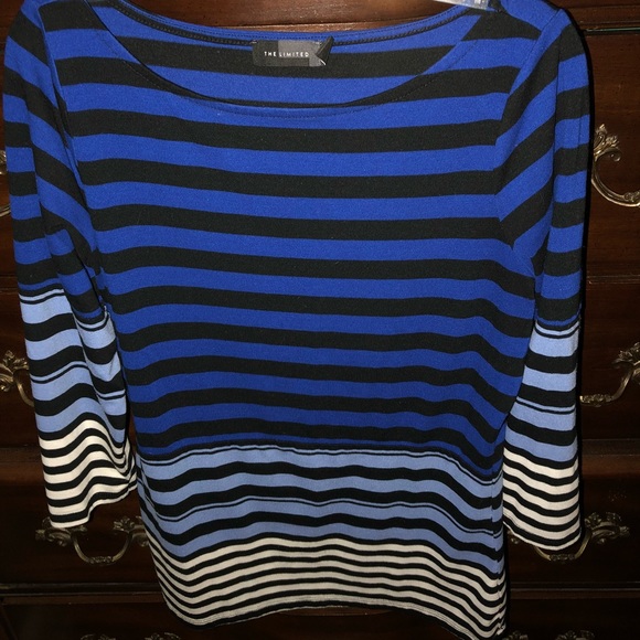 The Limited Tops - Blue striped Limited 3/4 length sleeve shirt